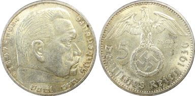 1936-F 5 Mk Swastika J-367 MS63