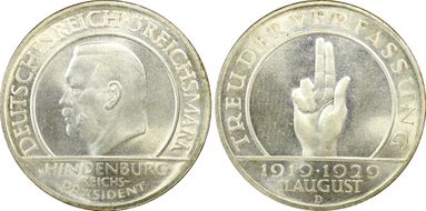 1929-D 3 Mk Constitution J-340 MS67