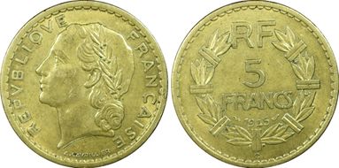 1945-C 5 Fr Gad-761a F-337 Br-Al AU58