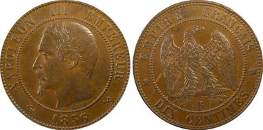 1856-B 10C Gad-248 F-133 AU58BN