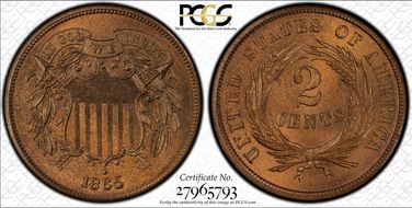 1865 2C MS66+ RB