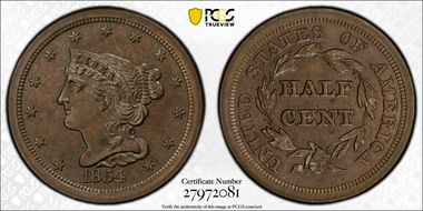 1854 1/2C Cohen 1 MS64BN
