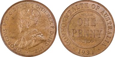 1931 (m) 1D English obverse Dropped 1 MS63RB