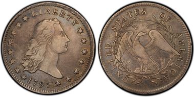 1795 $1 Flowing Hair, BB-14 XF40
