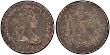 1795 $1 BB-51, Off-Center Bust AU50