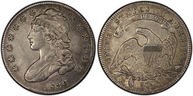 1836 50C Overton 112, Bar Dot XF40