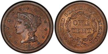 1855 1C Slanted 55 MS64RB