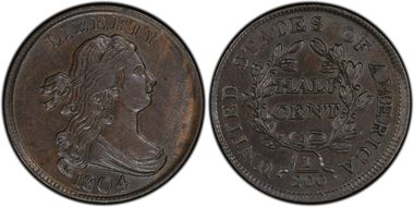 1804 1/2C Plain 4, No Stems MS63BN