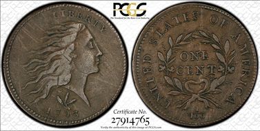 1793 1C Wreath, Vine and Bars VF25BN