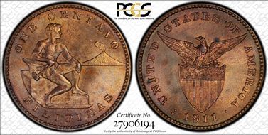 1911-S 1C KM-163 MS64RB