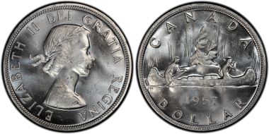 1957 S$1 One Waterline MS64
