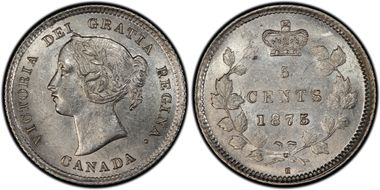 1875-H 5C Large Date AU58