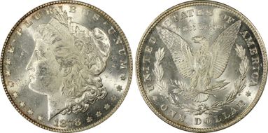 1878 8TF $1 VAM 8, Stick Feather MS62