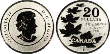 2011 $20 Maple Leaf .9999 Silver SP69