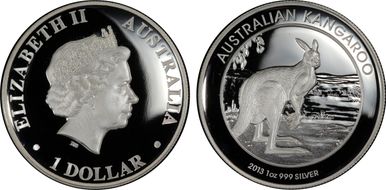 2013-P $1 Kangaroo Ag High Relief PR70DCAM