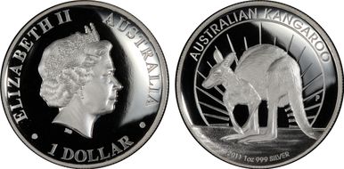 2011-P $1 Kangaroo Ag High Relief PR69DCAM