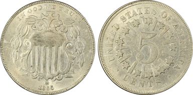 1866 5C Rays AU53