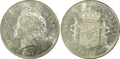 1894-PG V 5 Pta (1894) MS61