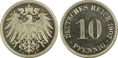 1907-A 10 Pfg J-13 PR66CAM