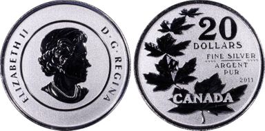 2011 $20 Maple Leaf .9999 Silver SP69