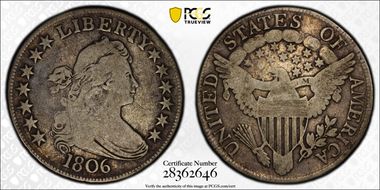 1806 50C Pointed 6, Stem VG8