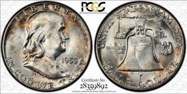 1953 50C Obv Die Clash FS-402 MS65FBL