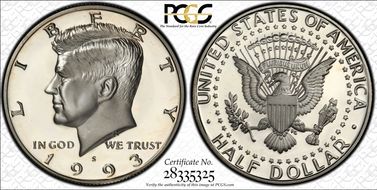 1993-S 50C Silver PR70DCAM