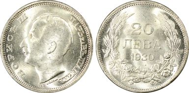 1930-BP 20 Leva KM-41  Ag MS64+