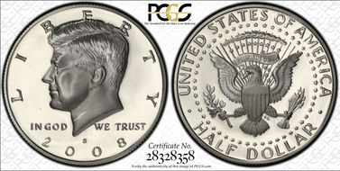 2008-S 50C Silver PR70DCAM
