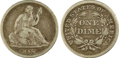 1837 10C Seated, Small Date VF25