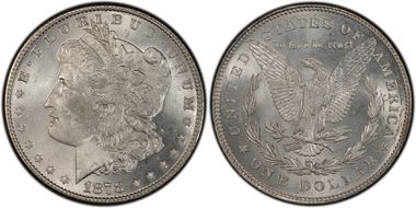 1878 7TF $1 VAM 81, Polished Ear MS63