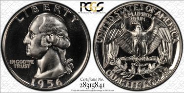 1956 25C Rev Die Gouge FS-701 PR67CAM