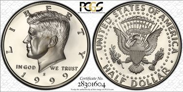 1999-S 50C Silver PR70DCAM