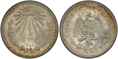1944-M Peso KM-455  Ag MS67