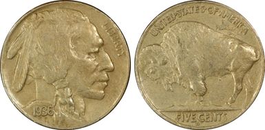 1936-D 5C 3-1/2 Legs AU50