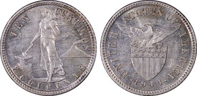1914-S 10C Allen 8.10a Short Bar MS63