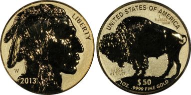 2013-W $50 American Buffalo Rev PR Chicago ANA 2013 First Strike PR70