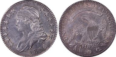 1814 50C Overton 104a AU55