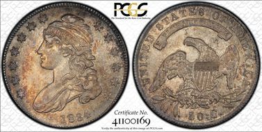 1834 50C O-121 Sm Date, Sm Letters AU58