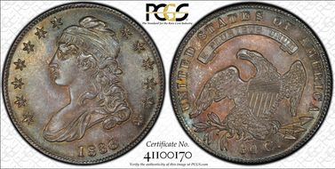 1836/1336 50C Overton 108a, Lettered Edge MS61