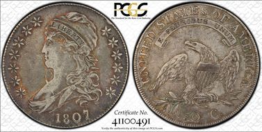 1807 50C Bearded Goddess, O-111b XF40