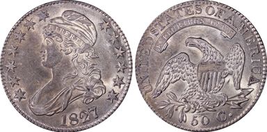 1827 50C O-106, Square Base 2 AU55
