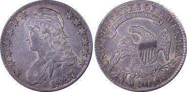 1827 50C Square Base 2, O-119 AU50