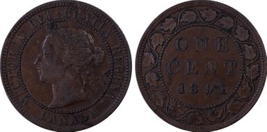 1891 1C Small Date, Large Leaves XF40BN