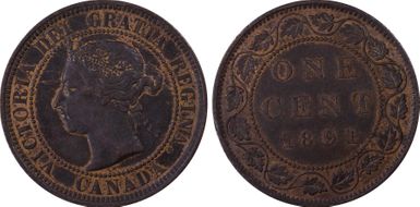 1891 1C Small Date, Small Leaves XF45BN