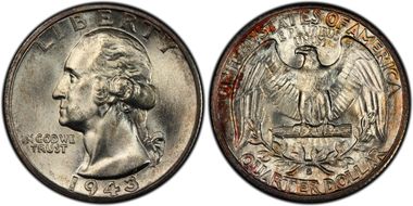 1943-S 25C Trumpet Tail S FS-501 MS66