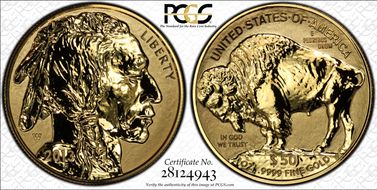 2013-W $50 American Buffalo Rev PR First Strike .9999 Fine Gold 100th Anniversary PR70