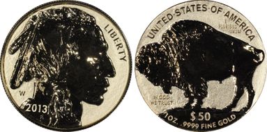 2013-W $50 American Buffalo Rev PR First Strike .9999 Fine Gold 100th Anniversary PR70