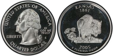 2005-S 25C Kansas, Silver Die Dent, FS-901 PR69DCAM