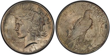 1921 $1 VAM 1H, Polishing Lines Peace MS64